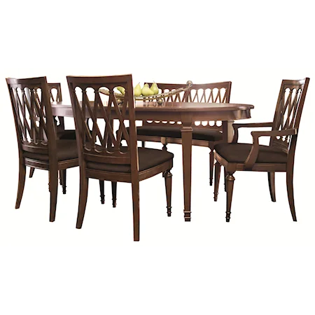 Elegant Table that Seats Six and High End Lattice Chair Set with Padded Cushions